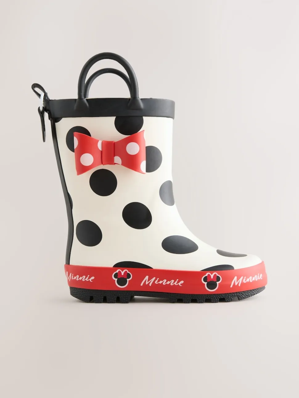 Noir/Blanc/Rouge - Bottes de pluie à poignée Minnie Mouse