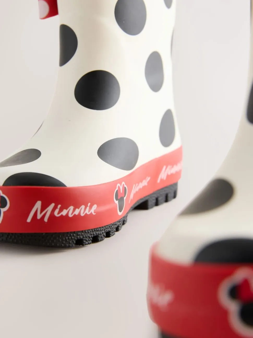 Noir/Blanc/Rouge - Bottes de pluie à poignée Minnie Mouse