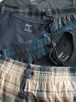 Noir/bleu marine - Ensemble de 3 pyjamas à carreaux en jersey à manches courtes