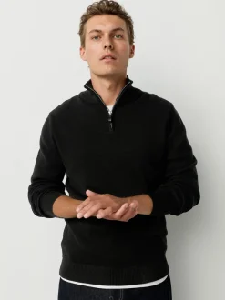 Noir/bleu marine - Lot de 2 pulls N. Premium 100% coton Coupe classique Premium Quarter Zip