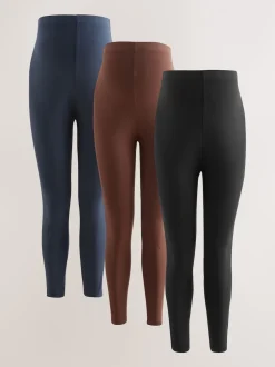Noir/bleu marine Bleu/Marron - Lot de 3 leggings de maternité