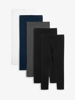 Noir/bleu marine/gris/blanc - Lot de 5 leggings (3-16ans)