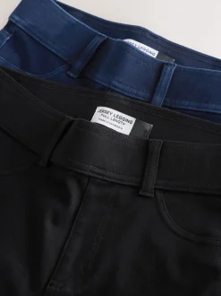 Noir/bleu rincé - Jersey pleine longueur Denim Leggings 2 Lot