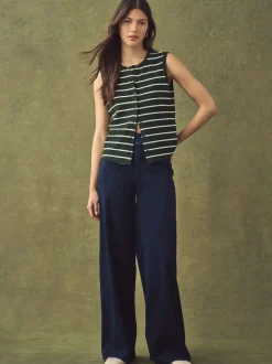 Noir/bleu rincé - Lot de 2 pantalons jambes larges en denim jersey