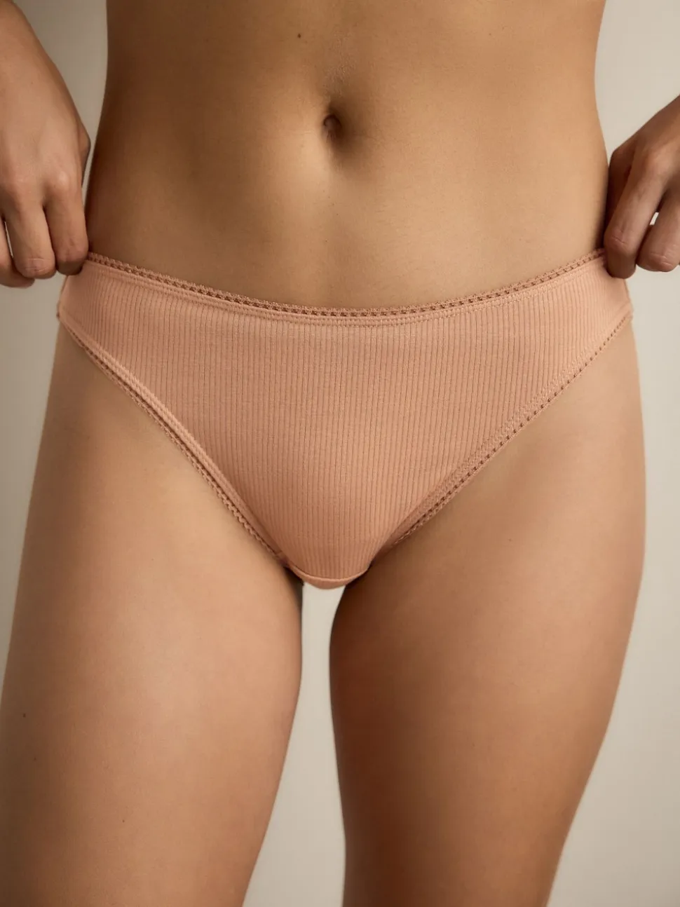 Noir/caramel nude/praline nude - 3 Slips Lot en coton côtelé