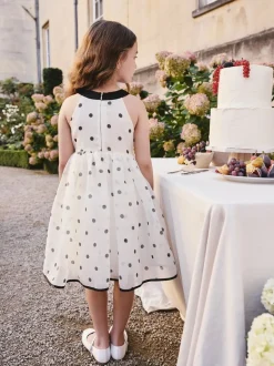 Noir/Cream à pois - Robe d’occasion sans manches (3-16ans)