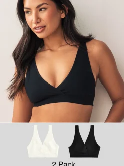 Noir/Crème - Allaitement sans couture et sans fil Ultimate Comfort Soutiens-gorge 2 Pack