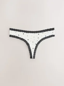 Noir/Crème - Lot de 4 culottes en coton et dentelle