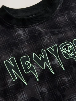 Noir/Crâne gris - Lot de 2 pyjamas à manches longues (3-16ans)