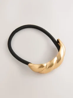 Noir/doré - Bobble à cheveux torsadés