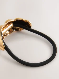 Noir/doré - Bobble à cheveux torsadés