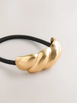 Noir/doré - Bobble à cheveux torsadés