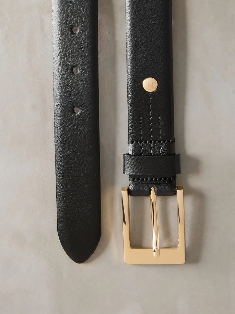Noir/doré - Ceinture N. Premium Made In Italie en Cuir