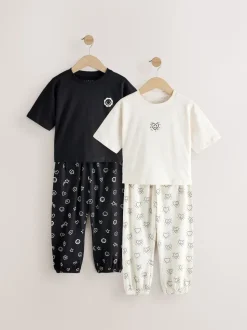 Noir/Ecru - Lot de 2Joggings pyjama (3-16ans)
