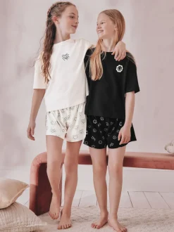 Noir/Ecru - Pyjama court 2 Pack (3-16ans)