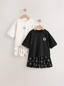Noir/Ecru - Pyjama court 2 Pack (3-16ans)