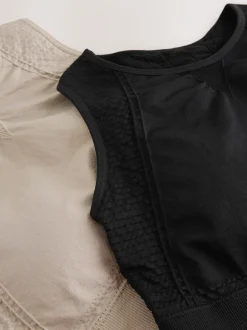 Noir/grège - Lot de 2 soutiens-gorge de sport sans coutures à col montant et impact modéré