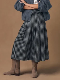 Noir/Gris - Jupe mi-longue kilt vichy