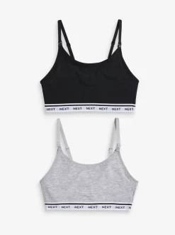 Noir/Gris - Maternité Allaitement Raccourci Ultimate Comfort Hauts 2 Pack