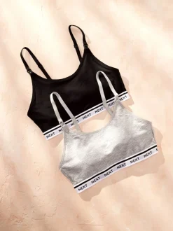 Noir/Gris - Maternité Allaitement Raccourci Ultimate Comfort Hauts 2 Pack