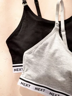 Noir/Gris - Maternité Allaitement Raccourci Ultimate Comfort Hauts 2 Pack