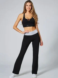 Noir/Gris - Pineapple Womens Pantalon bootcut en jersey à bandes contrastées