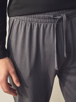 Noir/Gris - Pyjama manches longues en % coton à poignets 100