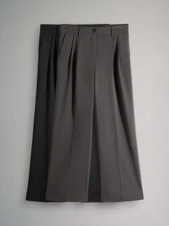 Noir/Gris - The Set lot de 2 pantalons plissés amples