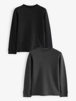 Noir/gris anthracite - Lot de 2 Hauts thermiques à manches longues (2-16ans)