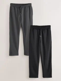 Noir/gris ardoise - Lot de 2 pantalons de jogging épais à dos brosse droit