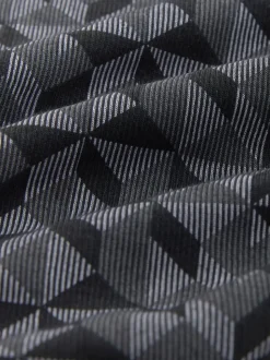 Noir/gris géométrique - Polo à motif quart de zip