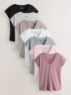 Noir/gris/rose - Lot de 7 T-shirts à mancherons