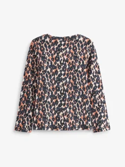 Noir/imprimé animal/blanc/rayé - Lot de 5 hauts à manches longues côtelés (3-16ans)