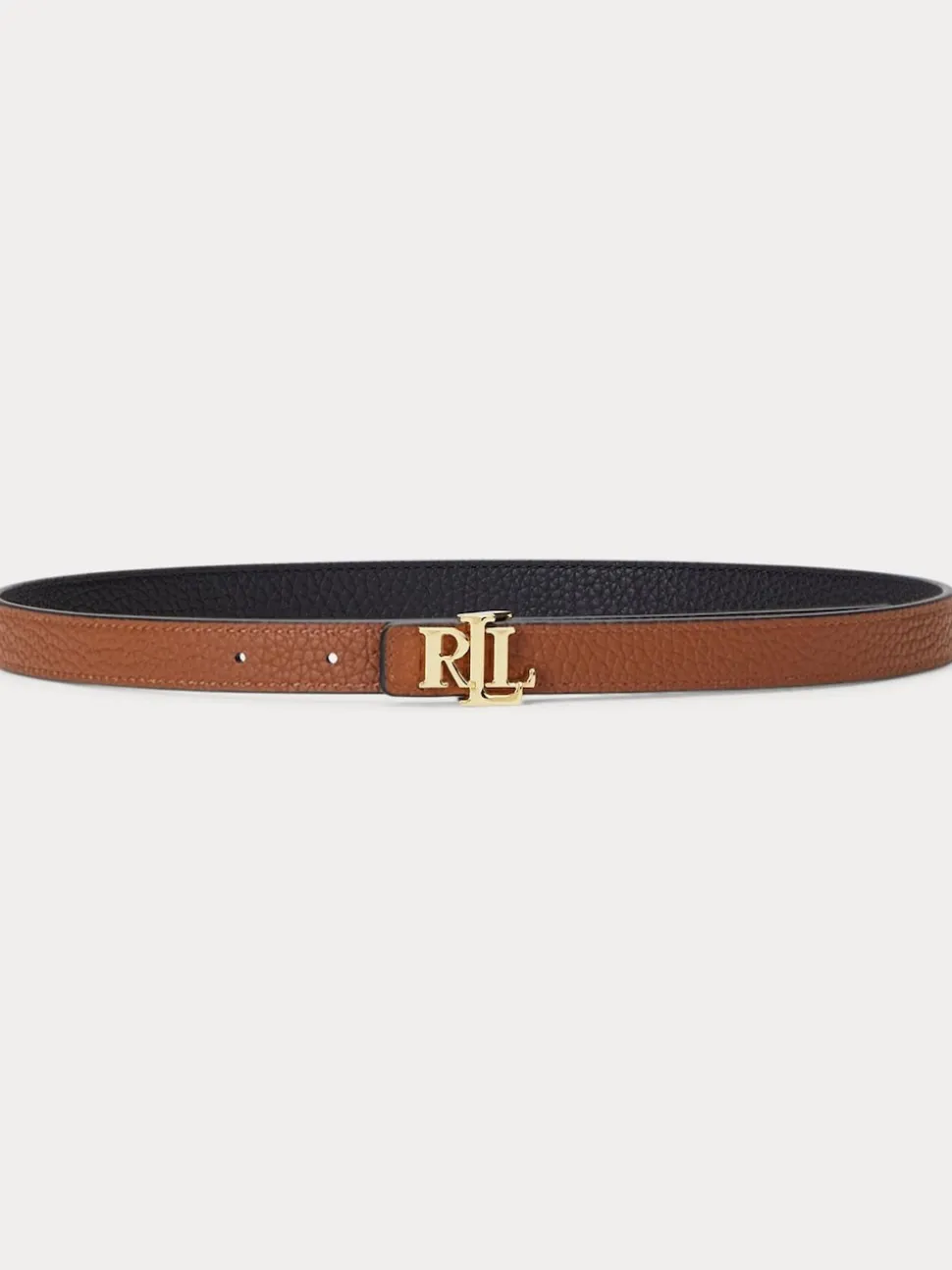 Noir/Lauren Fauve - Lauren Ralph Lauren 1.9cm Ceinture réversible en cuir galet à logo skinny