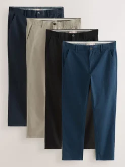 Noir/Marine/Pierre/Bleu - Pantalon chino slim extensible 4 Pack