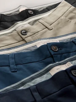 Noir/Marine/Pierre/Bleu - Pantalon chino slim extensible 4 Pack