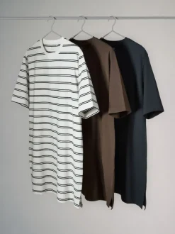 Noir/Marron Chocolat/Rayé - The Set lot de 3 Robes chemises à Manches courtes