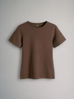 Noir/marron/neutre/nude/blanc - The Set lot de 5 t-shirts ajustés à col ras du cou à manches courtes