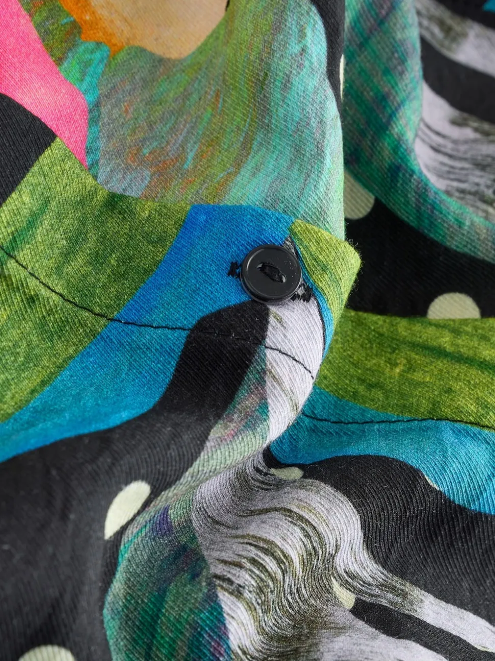 Noir/Multicolore Fleuri - Robe chemise mi-longue à manches longues