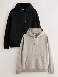 Noir/Neutre - Lot de 2 sweats à capuche en jersey riche en coton