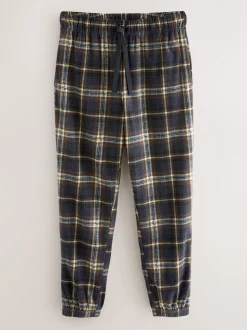 Noir/Neutre Carreaux - Bas de pyjama Motionflex douillet à poignets