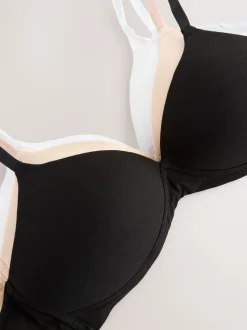 Noir/Noir/Blanc/Praline Nude - Lot de 4 soutiens-gorge en coton