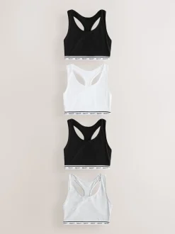 Noir/Noir/Gris/Blanc - Lot de 4 soutiens-gorge courts à logo en Coton Ultimate Comfort