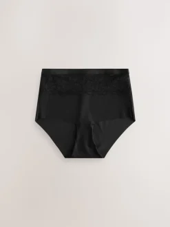 Noir/Nu - Culotte amincissante légère à taille haute en dentelle 2 Pack