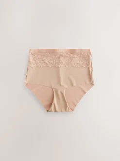 Noir/Nu - Culotte amincissante légère à taille haute en dentelle 2 Pack