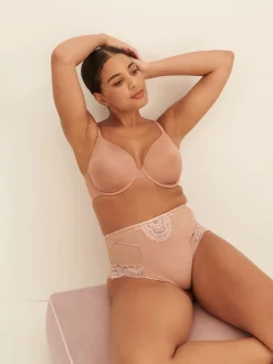 Noir/Nu - Culotte en dentelle avec contrôle de l'abdomen 2 Pack