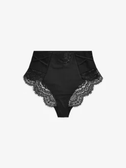 Noir/Nu - Culotte en dentelle avec contrôle de l'abdomen 2 Pack
