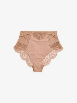 Noir/Nu - Culotte en dentelle avec contrôle de l'abdomen 2 Pack