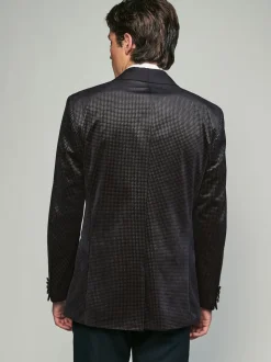 Noir/Or - Ajustement régulier - Blazer en velours à motifs