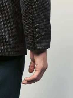 Noir/Or - Ajustement régulier - Blazer en velours à motifs